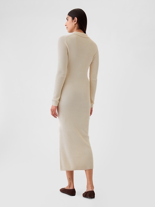 Image number 2 showing, CashSoft Rib Midi Polo Sweater Dress