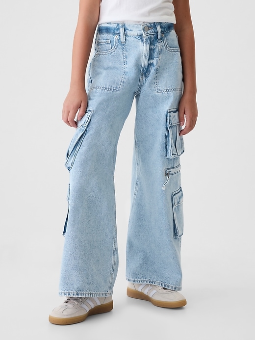 Image number 2 showing, Kids Mid Rise Double Cargo Baggy Jeans