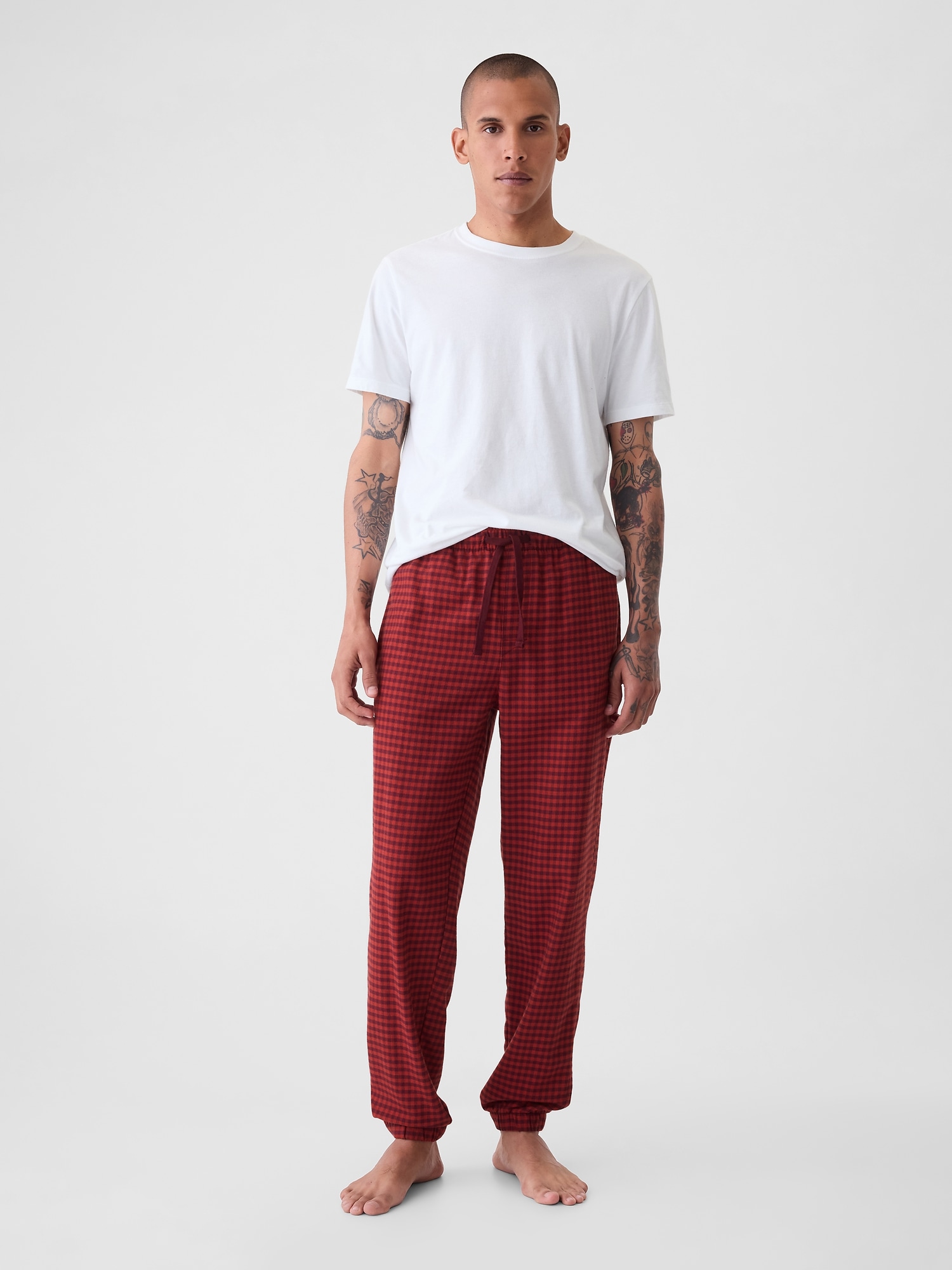 Shop Gap Flannel Pj Joggers In Oct Blurry Blk Wht Pld