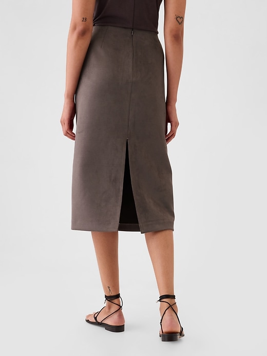 Image number 2 showing, Vegan Suede Midi Skirt