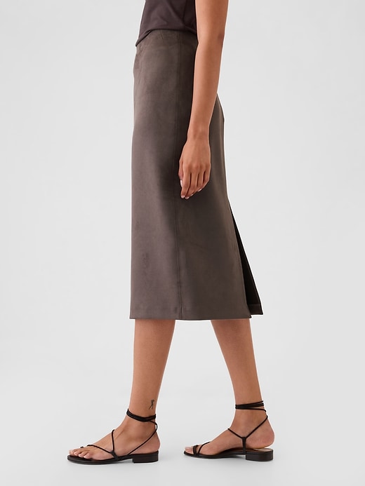 Image number 3 showing, Vegan Suede Midi Skirt