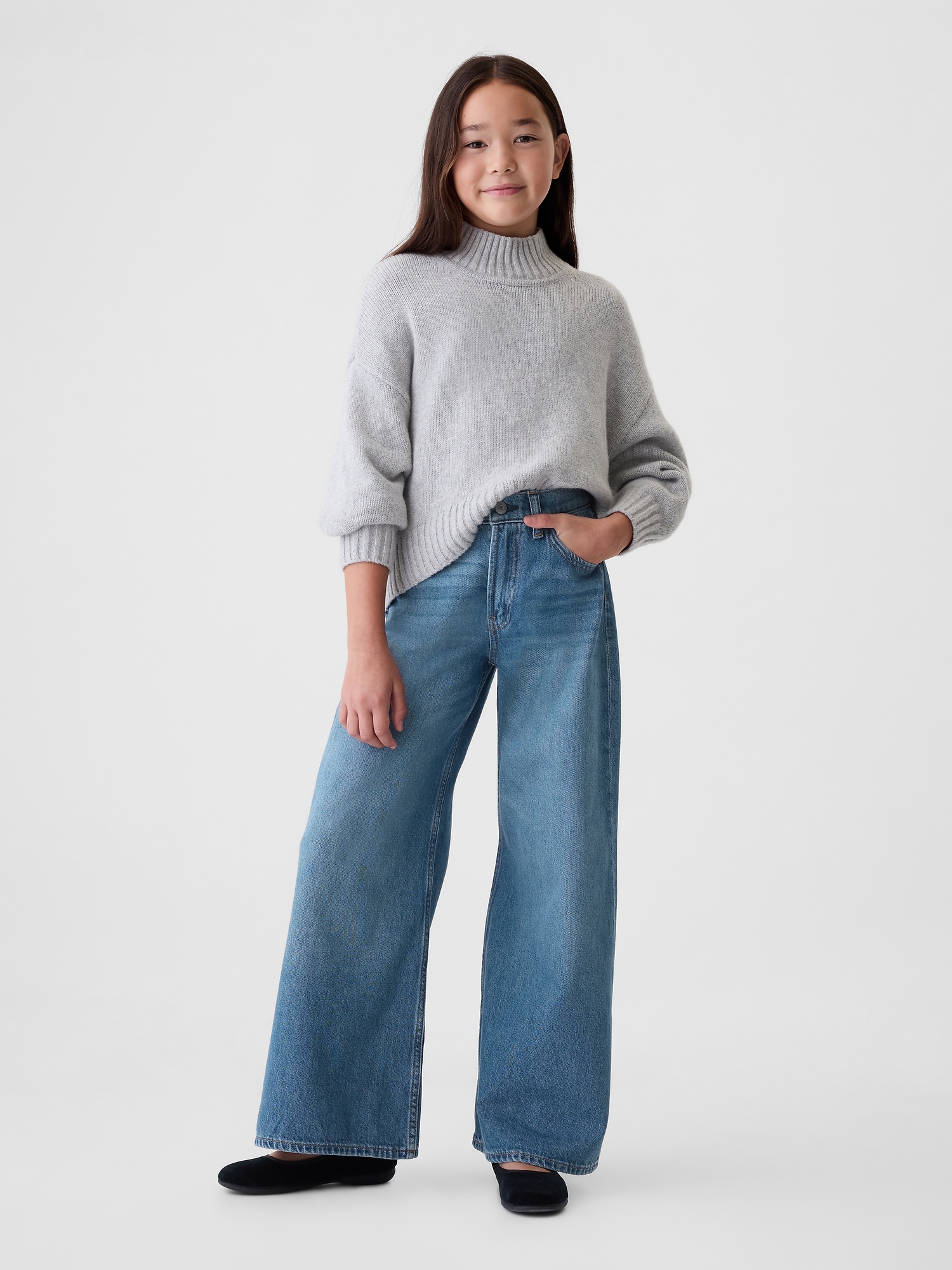 Kids Mid Rise Baggy Jeans