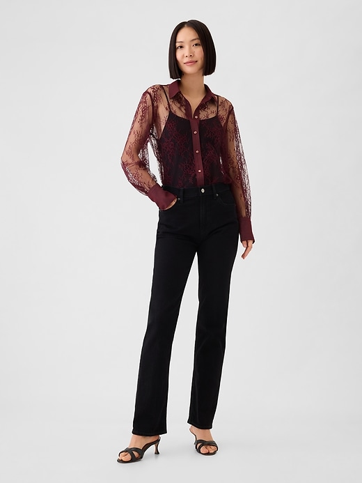 Image number 3 showing, Sheer Lace Classic Shirt