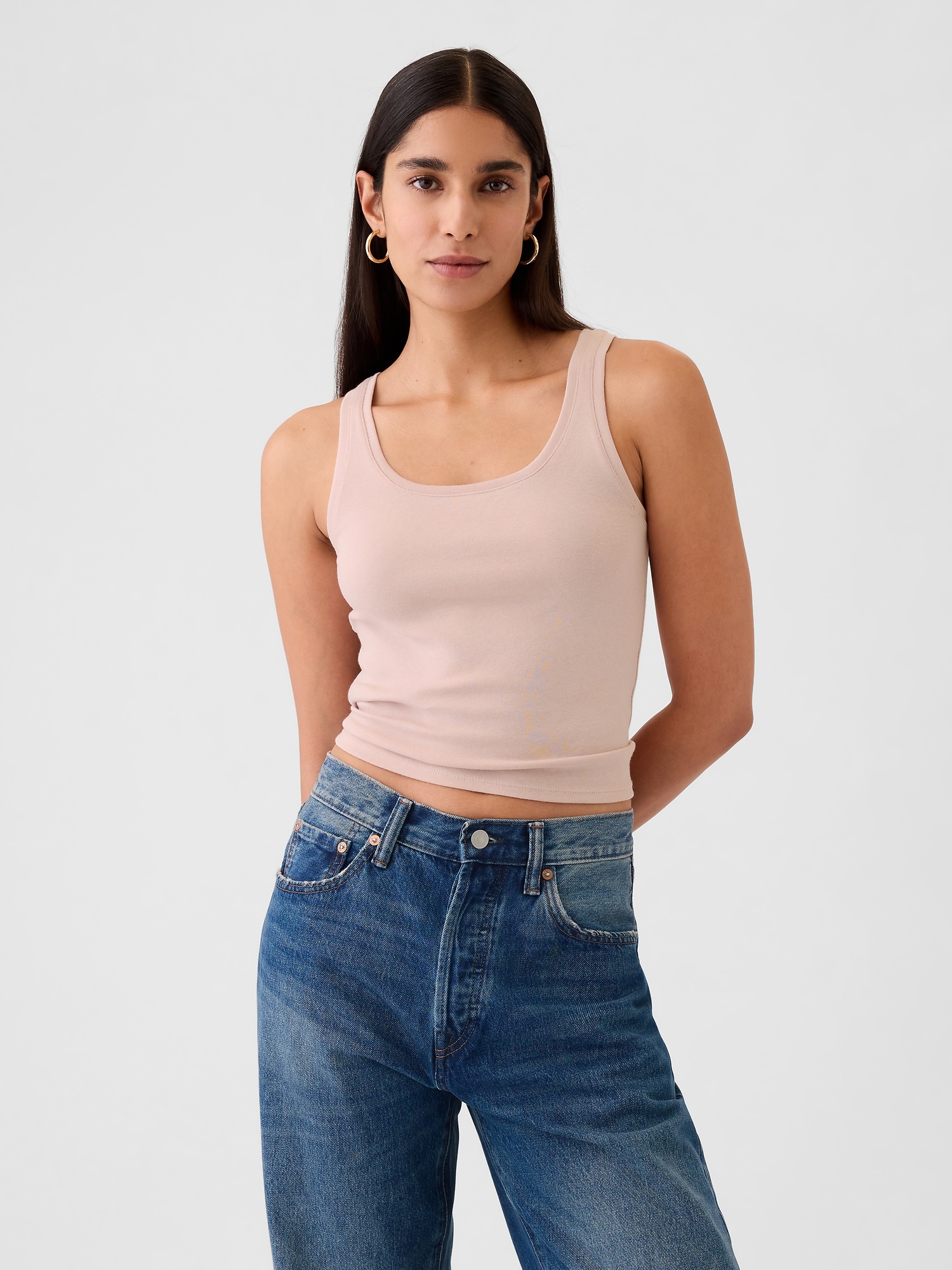 Modern Cropped Tank Top - Pink