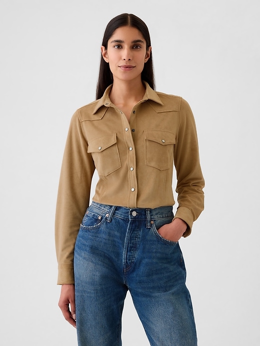 Image number 1 showing, GapHeritage Vegan Suede Western Shirt