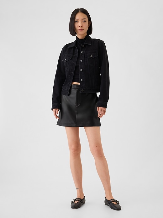 Image number 1 showing, Vegan Leather Mini Skirt