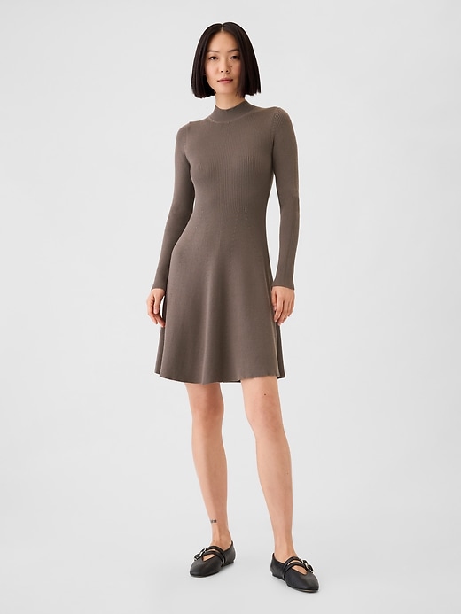 Image number 1 showing, Mockneck Rib Mini Sweater Dress