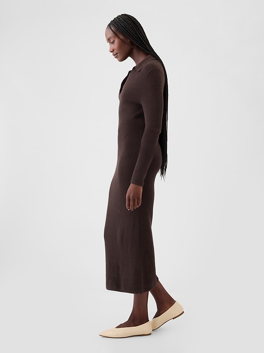 Image number 3 showing, CashSoft Rib Midi Polo Sweater Dress