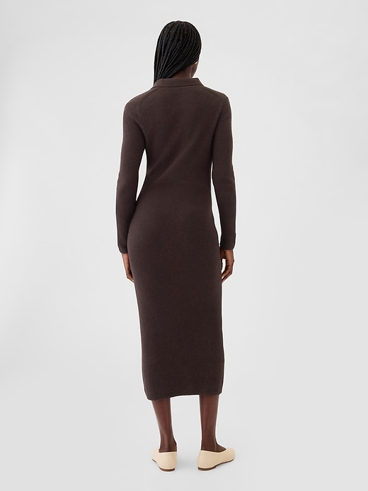 Image number 2 showing, CashSoft Rib Midi Polo Sweater Dress