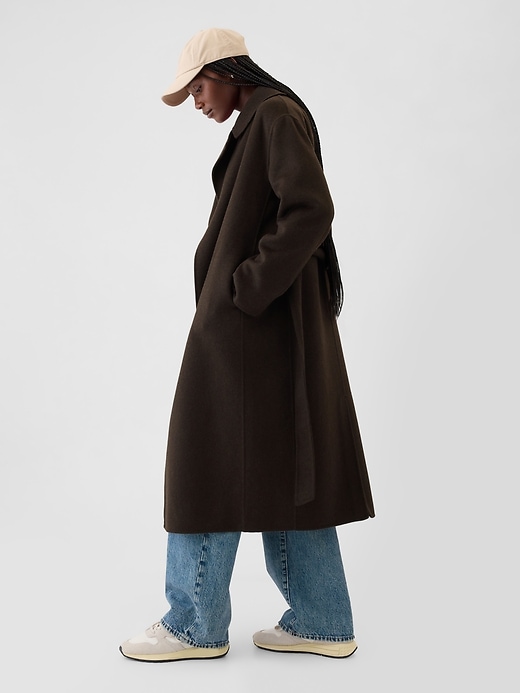 Image number 3 showing, Belted Double-Faced Wool Coat