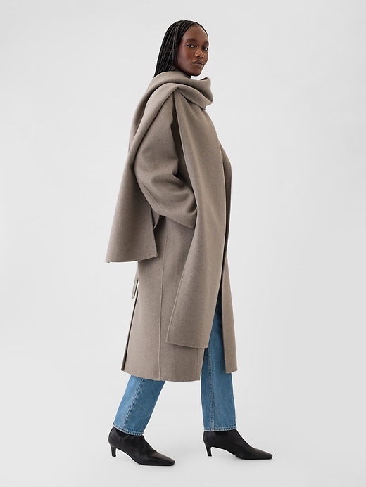 Image number 3 showing, Belted Double-Faced Wool Scarf Coat