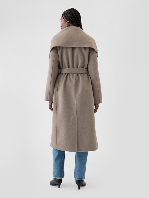 Image number 2 showing, Belted Double-Faced Wool Scarf Coat