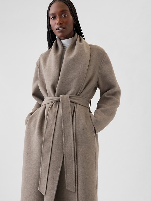 Image number 4 showing, Belted Double-Faced Wool Scarf Coat