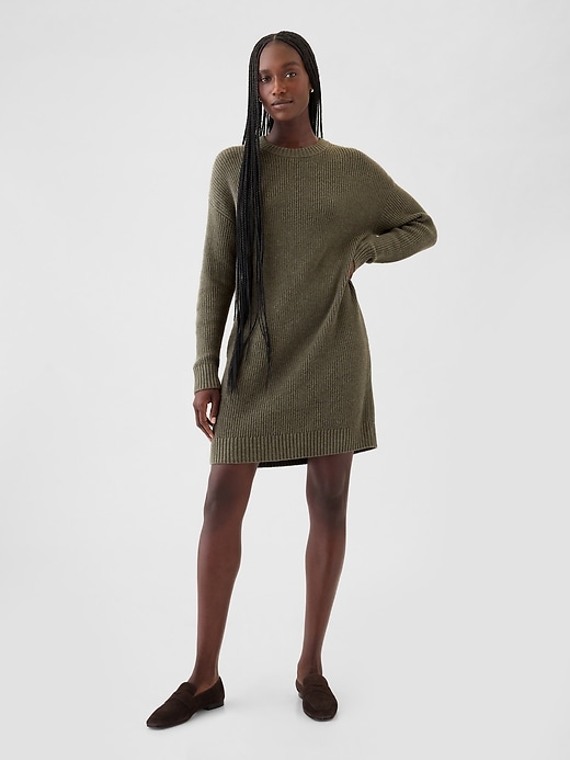 Image number 1 showing, CashSoft Shaker-Stitch Mini Sweater Dress