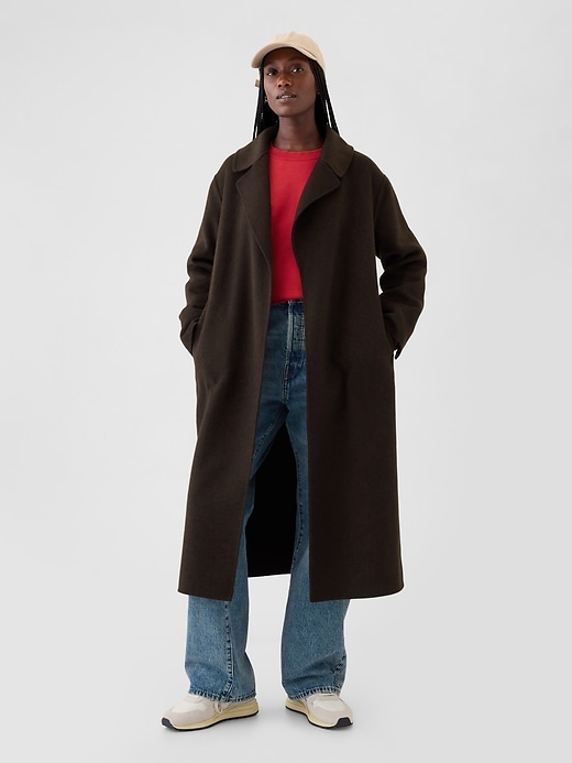 Image number 1 showing, Belted Double-Faced Wool Coat