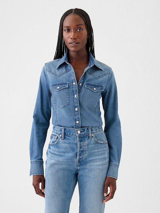 Image number 1 showing, GapHeritage Denim Western Shirt