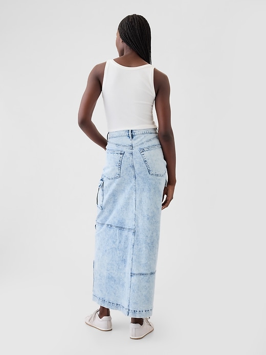 Image number 2 showing, Denim Double Cargo Maxi Skirt