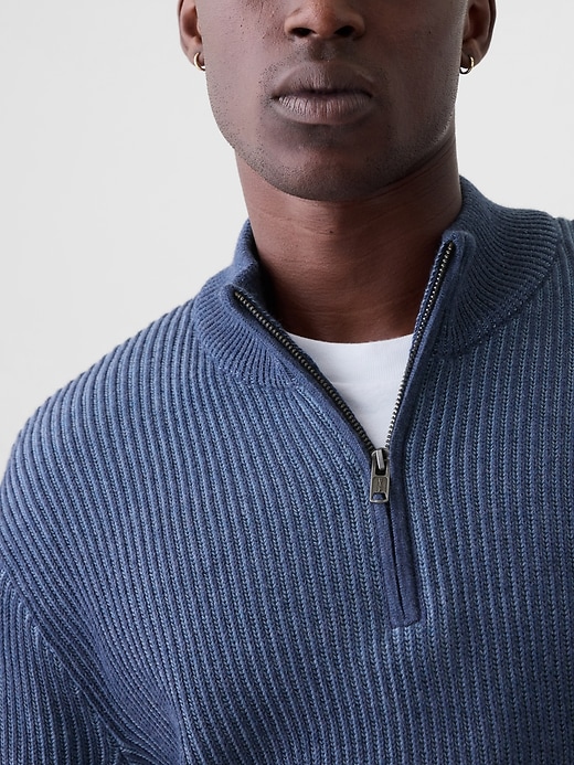 Image number 4 showing, Quarter-Zip Plaited Knit Pullover Sweater