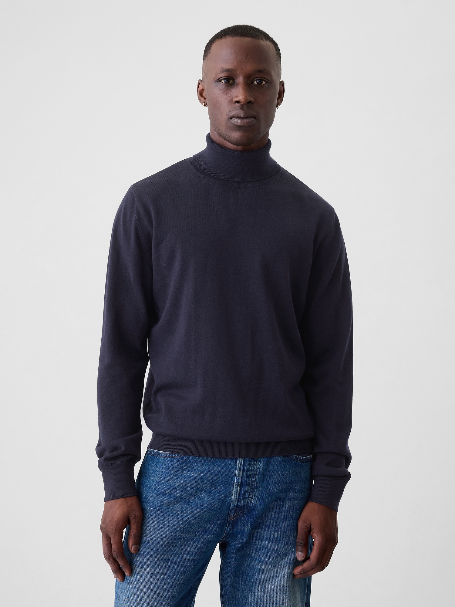 Merino Turtleneck Sweater - Blue