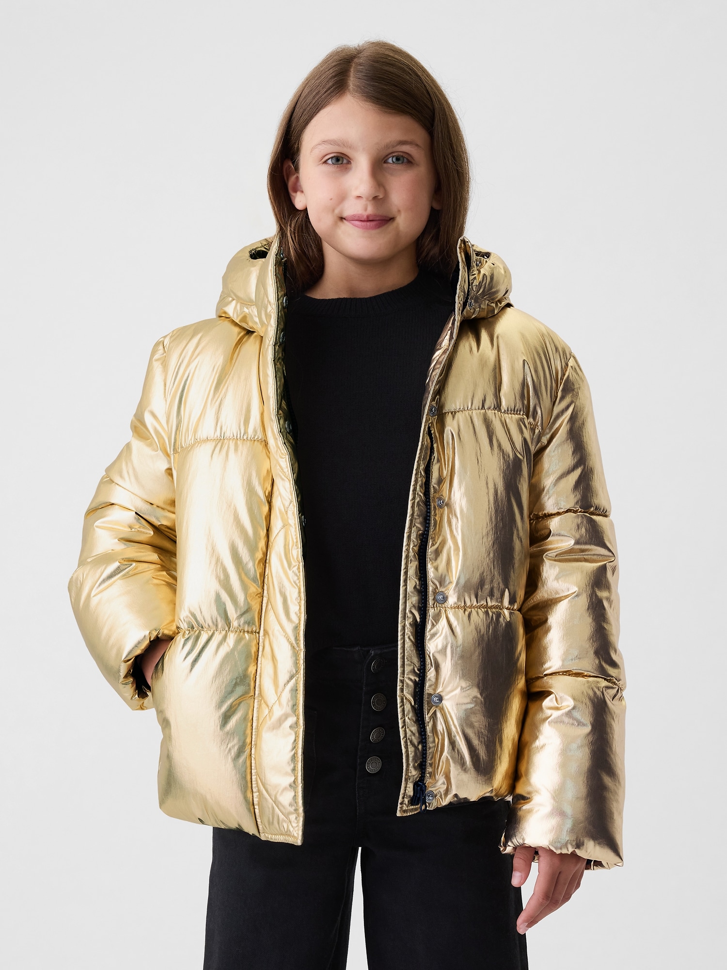 Kids Recycled Metallic Puffer Jacket