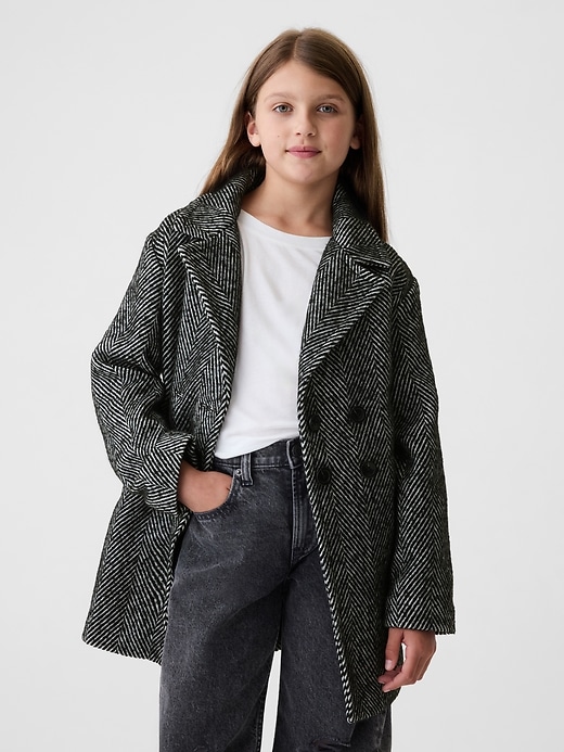 Image number 1 showing, Kids Herringbone Tweed Overcoat