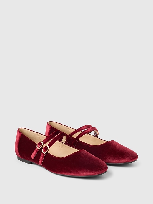 Image number 2 showing, Velvet Double-Strap Mary Jane Flats