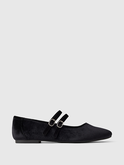 Image number 1 showing, Velvet Double-Strap Mary Jane Flats