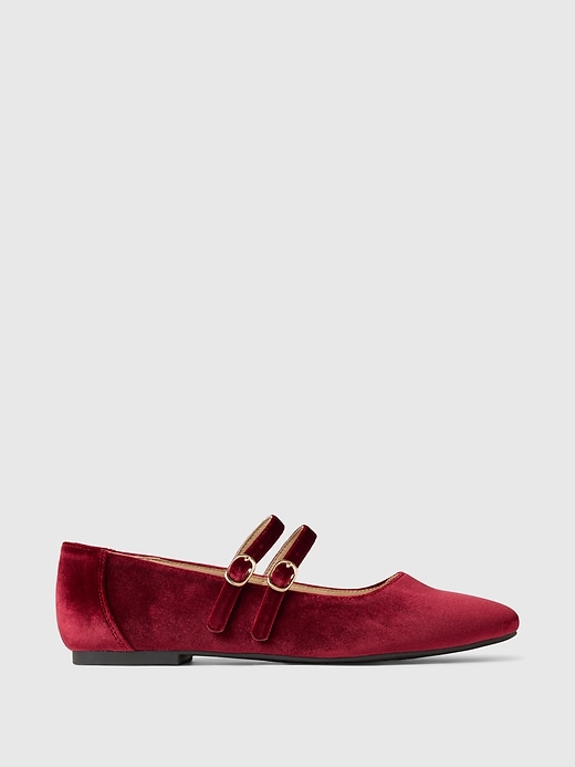 Image number 1 showing, Velvet Double-Strap Mary Jane Flats