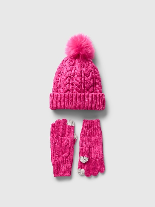 Image number 1 showing, Kids Cable-Knit Beanie and Glove Set