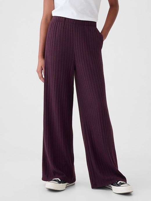 Image number 3 showing, Kids Softspun Rib Wide-Leg Pants