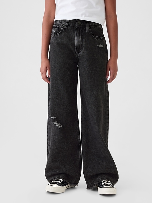 Image number 2 showing, Kids High Rise Stride Wide-Leg Ankle Jeans