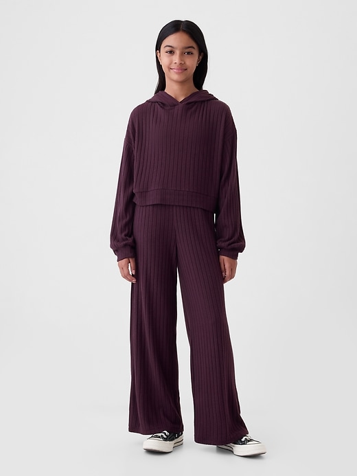 Image number 1 showing, Kids Softspun Rib Wide-Leg Pants