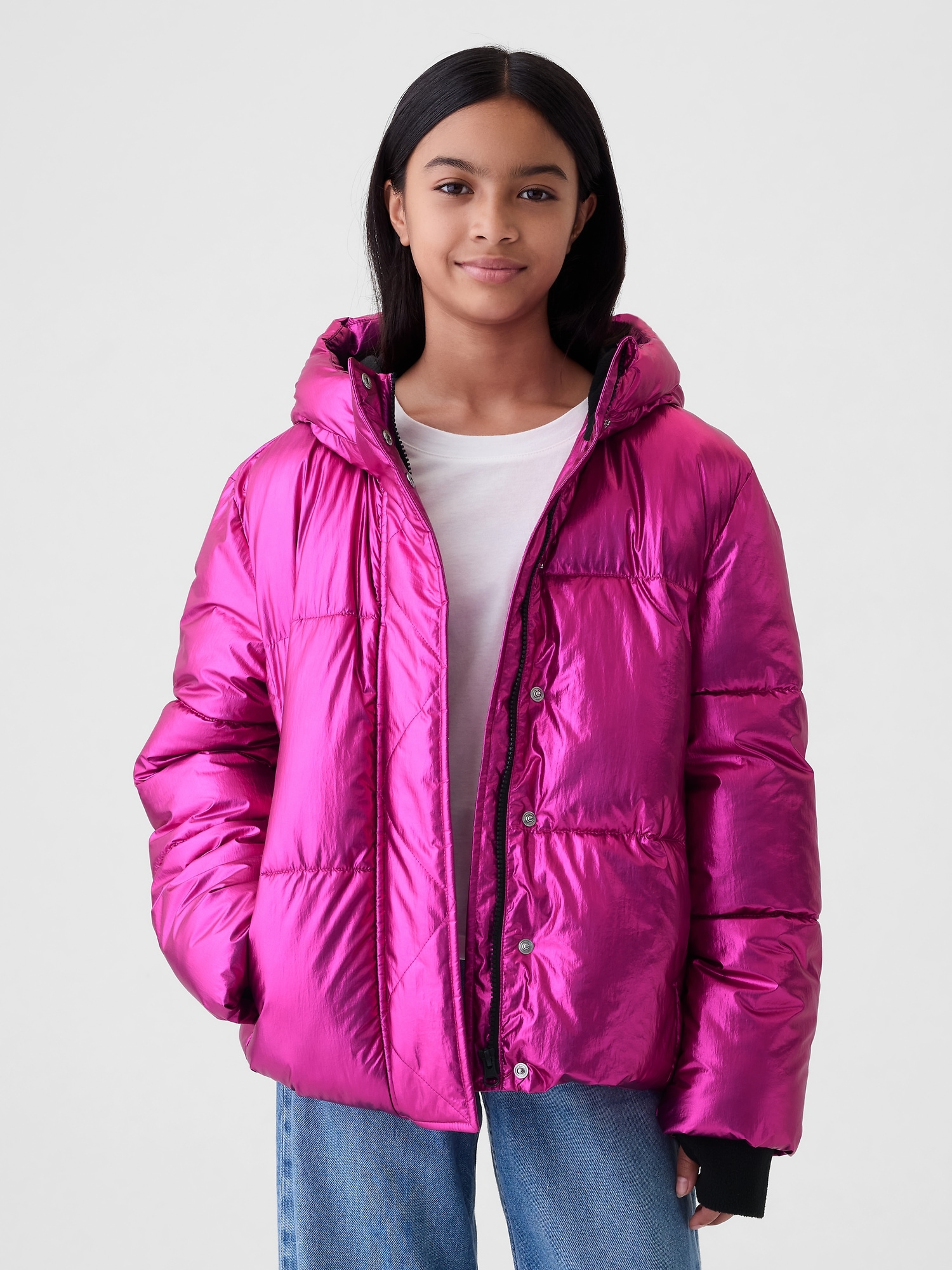 Kids Recycled Metallic Puffer Jacket