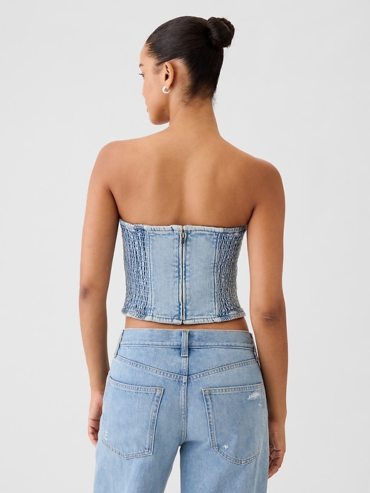 Image number 2 showing, Strapless Denim Cropped Top