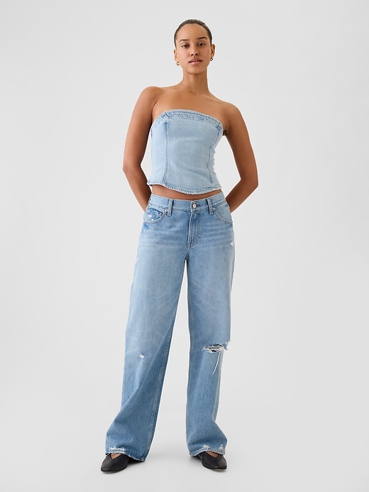 Image number 3 showing, Strapless Denim Cropped Top