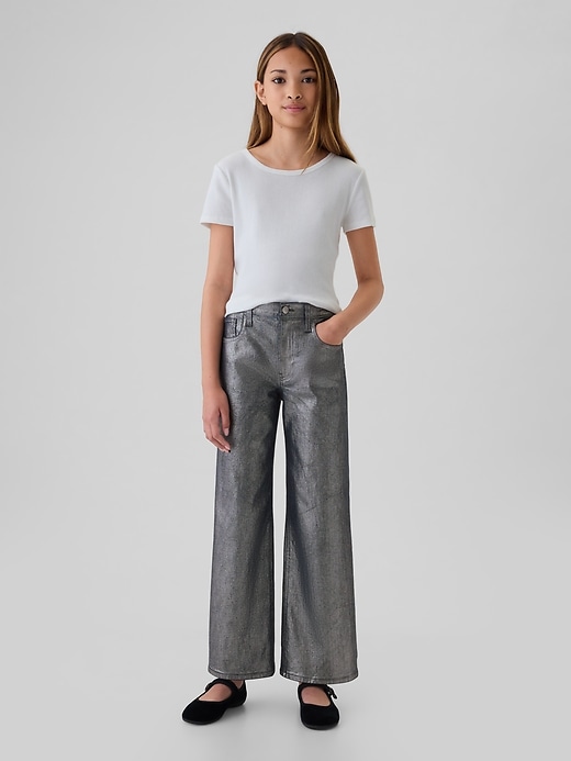 Image number 1 showing, Kids Low Rise Stride Wide-Leg Foil Jeans