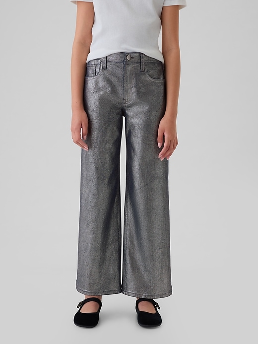 Image number 2 showing, Kids Low Rise Stride Wide-Leg Foil Jeans