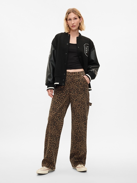 Image number 1 showing, Mid Rise &#39;90s Loose Cheetah Cargo Jeans