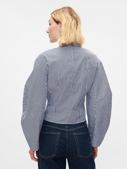 Image number 2 showing, Organic Cotton Barrel Sleeve Cropped Shirt