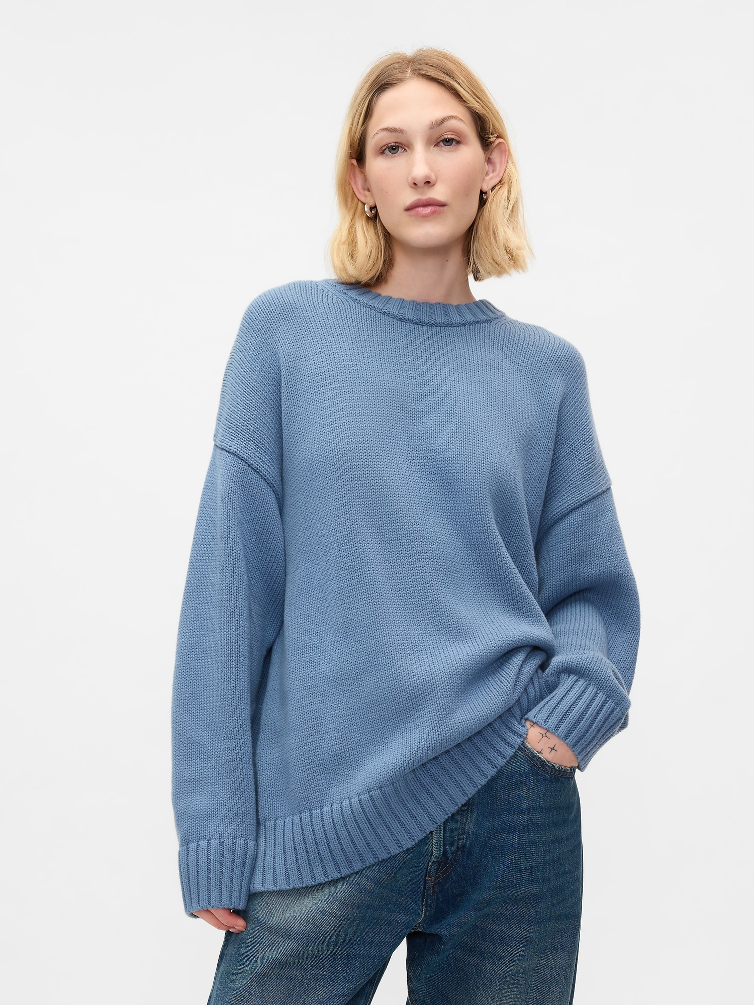 Oversized Boyfriend Sweater - Blue