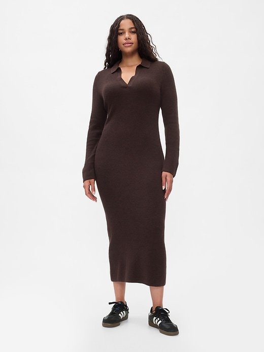 Image number 5 showing, CashSoft Rib Midi Polo Sweater Dress