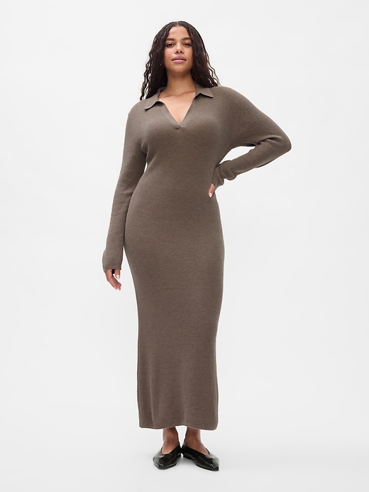 Image number 5 showing, CashSoft Rib Midi Polo Sweater Dress