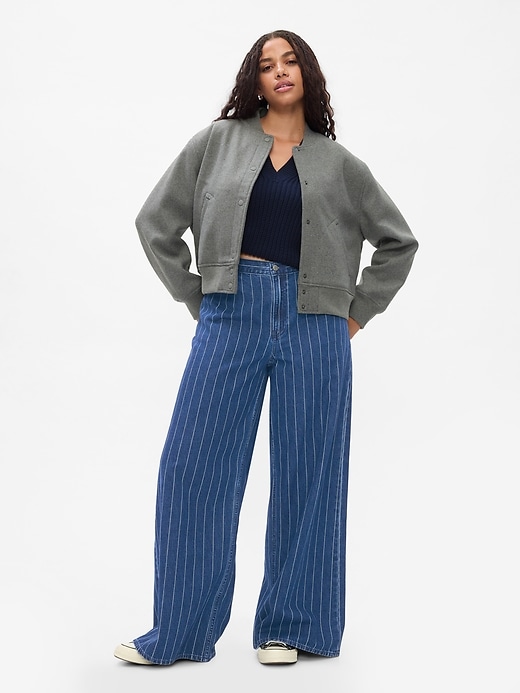 Image number 5 showing, Mid Rise Pinstripe Baggy Jeans