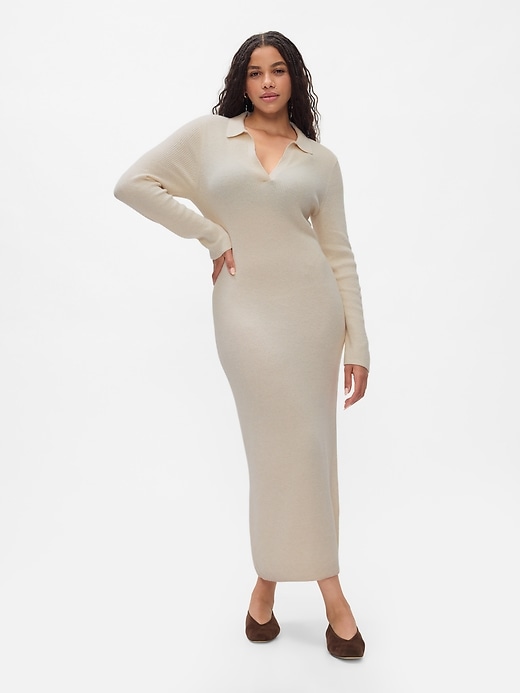 Image number 6 showing, CashSoft Rib Midi Polo Sweater Dress