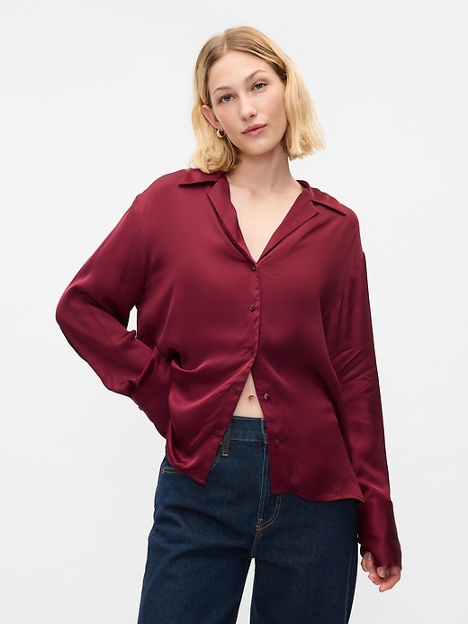 Image number 1 showing, Satin Relaxed Shirt