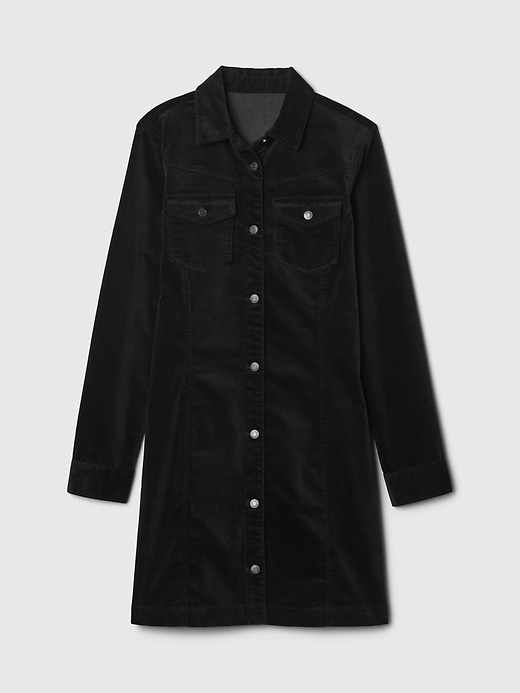 Image number 7 showing, Velvet Denim Mini Shirtdress