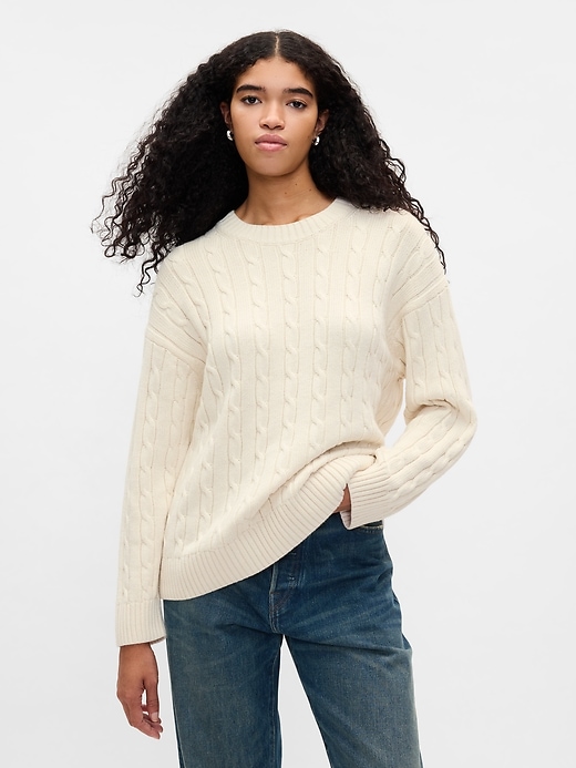 Image number 1 showing, Oversized Cable-Knit Sweater