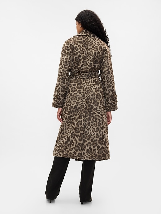 Image number 2 showing, Double-Breasted Leopard Trench Coat