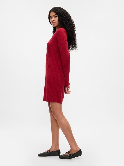 Image number 3 showing, CashSoft Cable-Knit Mini Sweater Dress