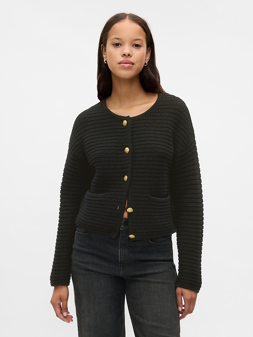 Image number 1 showing, Textured Sweater Jacket